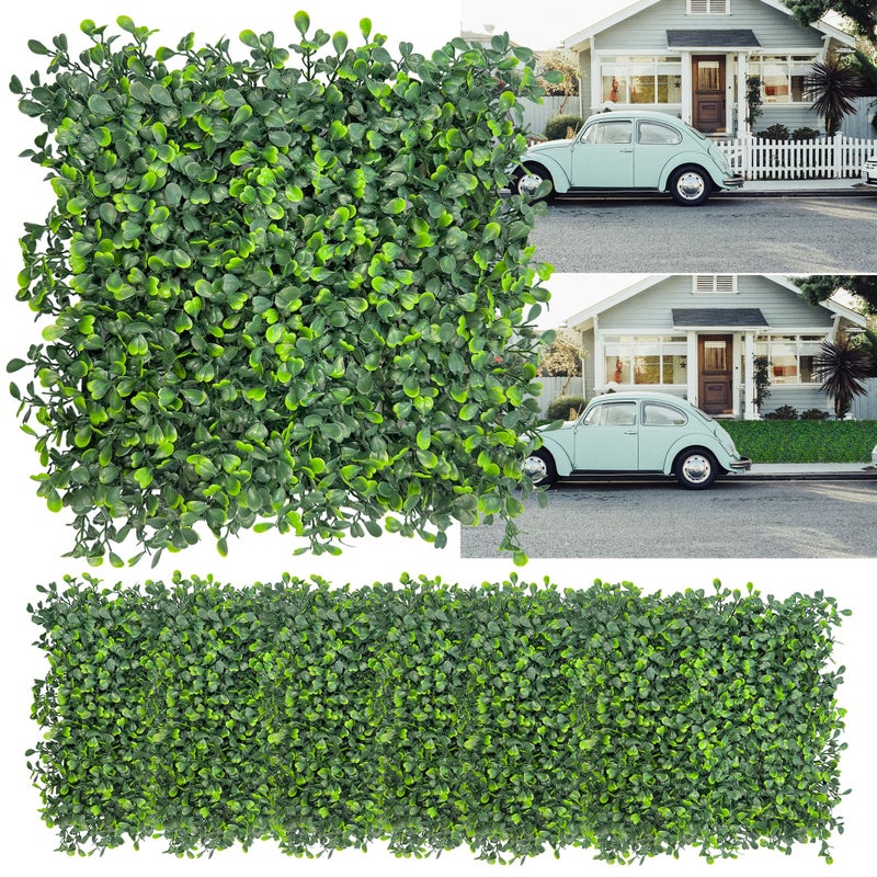 DOPGIB Artificial Grass Wall Backdrop,10""x 10""(8P) Boxwood Faux Green Wall Panels for Interior Wall, Greenery Wall,Garden Wall and Indoor Outdoor Plant Wall Decor - Image 1